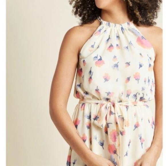 MODCLOTH Illuminated Elegance Chiffon Floral Maxi Dress, Size Small - Picture 3 of 8